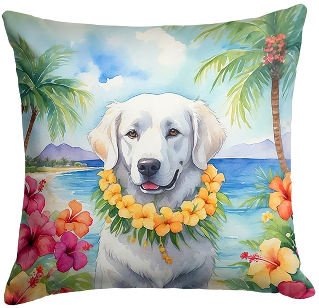 Main image of Kuvasz Luau Throw Pillow Machine Washable, Indoor Outdoor Decorative Pillow for Couch, Bed or Patio, 18Hx18W