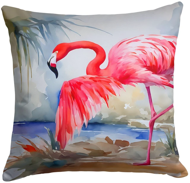 Main image of Flamingo Throw Pillow Machine Washable, Indoor Outdoor Decorative Pillow for Couch, Bed or Patio, 18Hx18W