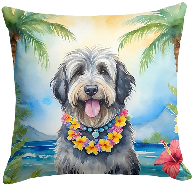 Main image of Bergamasco Sheepdog Luau Throw Pillow Machine Washable, Indoor Outdoor Decorative Pillow for Couch, Bed or Patio, 18Hx18W