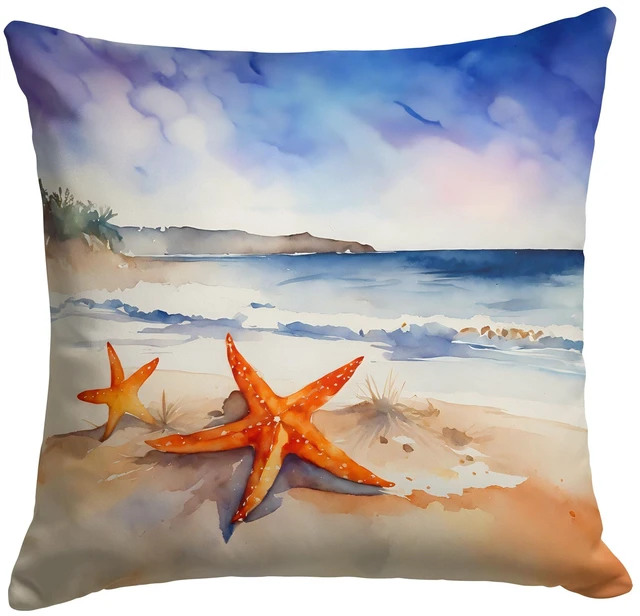 Main image of Starfish Throw Pillow Machine Washable, Indoor Outdoor Decorative Pillow for Couch, Bed or Patio, 18Hx18W