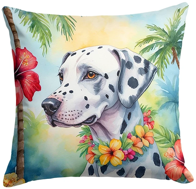Main image of Dalmatian Luau Throw Pillow Machine Washable, Indoor Outdoor Decorative Pillow for Couch, Bed or Patio, 18Hx18W