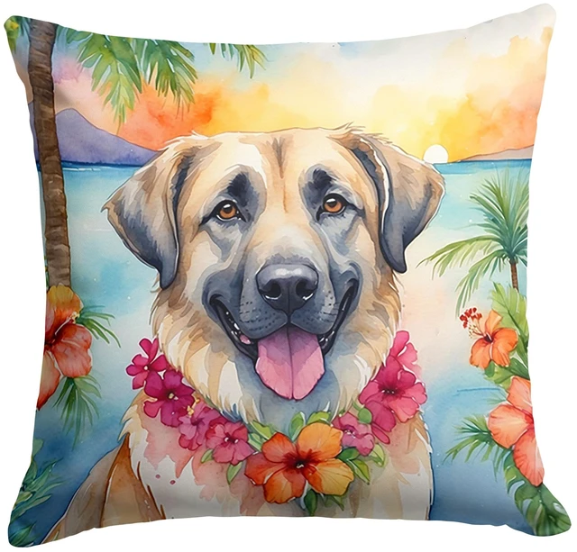 Main image of Anatolian Shepherd Luau Throw Pillow Machine Washable, Indoor Outdoor Decorative Pillow for Couch, Bed or Patio, 18Hx18W