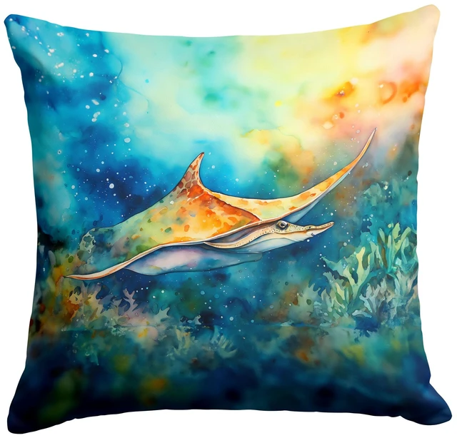 Main image of Sting Ray Throw Pillow Machine Washable, Indoor Outdoor Decorative Pillow for Couch, Bed or Patio, 18Hx18W