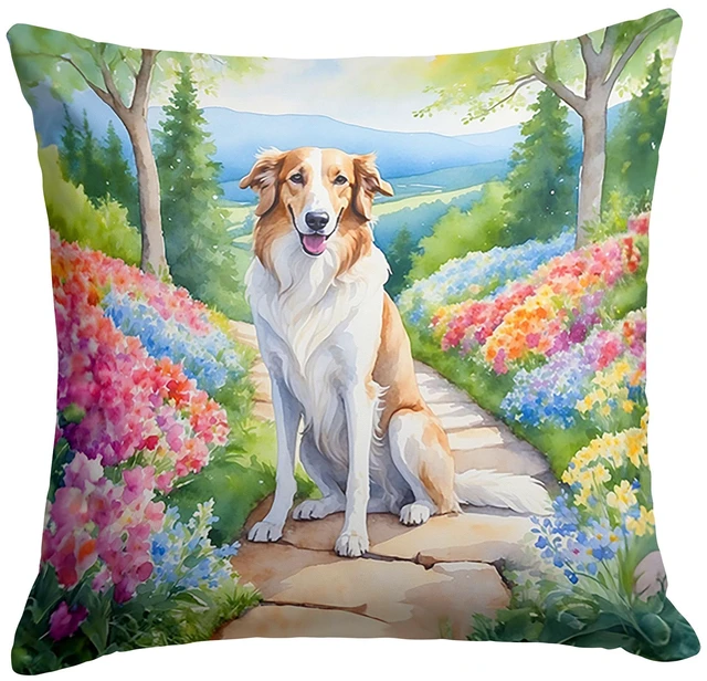 Main image of Borzoi Spring Path Throw Pillow Machine Washable, Indoor Outdoor Decorative Pillow for Couch, Bed or Patio, 18Hx18W