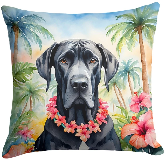 Main image of Great Dane Luau Throw Pillow Machine Washable, Indoor Outdoor Decorative Pillow for Couch, Bed or Patio, 18Hx18W