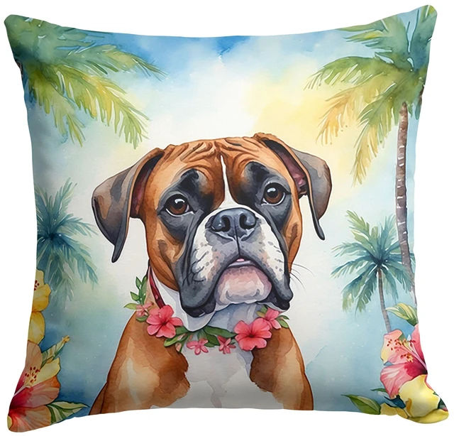 Main image of Boxer Luau Throw Pillow Machine Washable, Indoor Outdoor Decorative Pillow for Couch, Bed or Patio, 18Hx18W