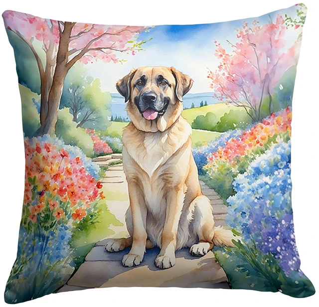 Main image of Anatolian Shepherd Spring Garden Throw Pillow Machine Washable, Indoor Outdoor Decorative Pillow for Couch, Bed or Patio, 18Hx18W
