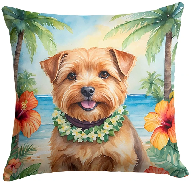 Main image of Norfolk Terrier Luau Throw Pillow Machine Washable, Indoor Outdoor Decorative Pillow for Couch, Bed or Patio, 18Hx18W