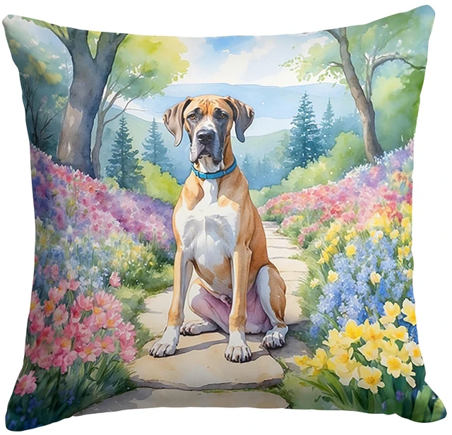 Main image of Great Dane Spring Path Throw Pillow Machine Washable, Indoor Outdoor Decorative Pillow for Couch, Bed or Patio, 18Hx18W