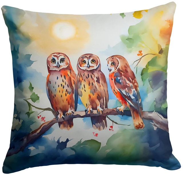 Main image of Owls Throw Pillow Machine Washable, Indoor Outdoor Decorative Pillow for Couch, Bed or Patio, 18Hx18W