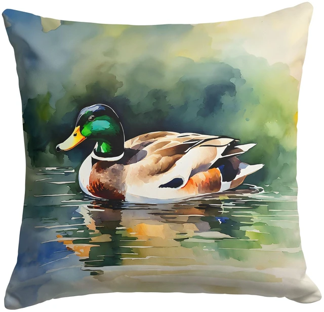 Main image of Mallard Throw Pillow Machine Washable, Indoor Outdoor Decorative Pillow for Couch, Bed or Patio, 18Hx18W