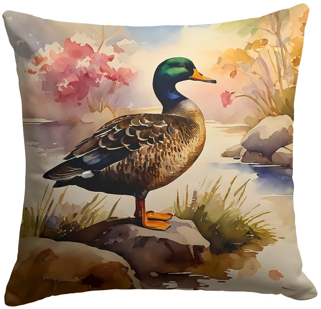Main image of American Black Duck Throw Pillow Machine Washable, Indoor Outdoor Decorative Pillow for Couch, Bed or Patio, 18Hx18W