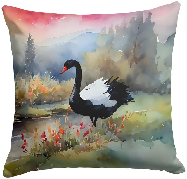 Main image of Black Swan Throw Pillow Machine Washable, Indoor Outdoor Decorative Pillow for Couch, Bed or Patio, 18Hx18W