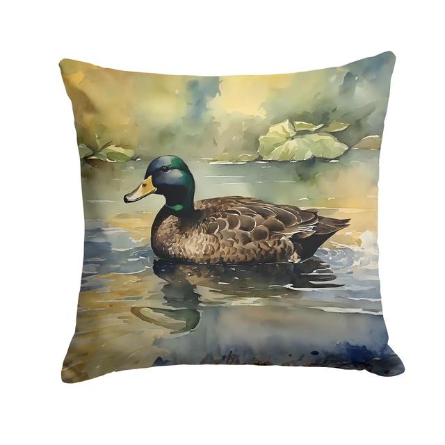 Main image of American Black Duck Throw Pillow Machine Washable, Indoor Outdoor Decorative Pillow for Couch, Bed or Patio, 18Hx18W