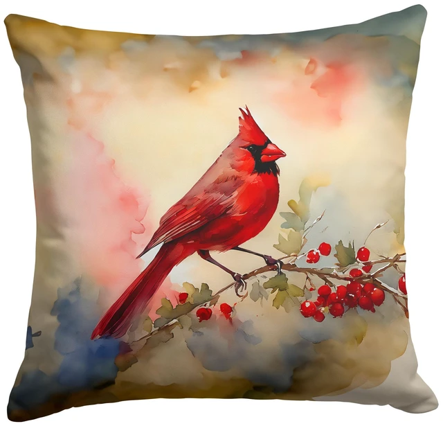 Main image of Cardinal Throw Pillow Machine Washable, Indoor Outdoor Decorative Pillow for Couch, Bed or Patio, 18Hx18W