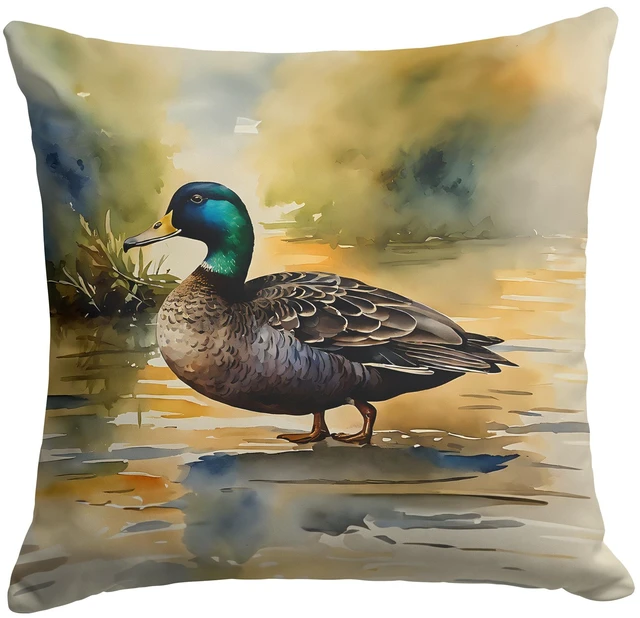 Main image of American Black Duck Throw Pillow Machine Washable, Indoor Outdoor Decorative Pillow for Couch, Bed or Patio, 18Hx18W