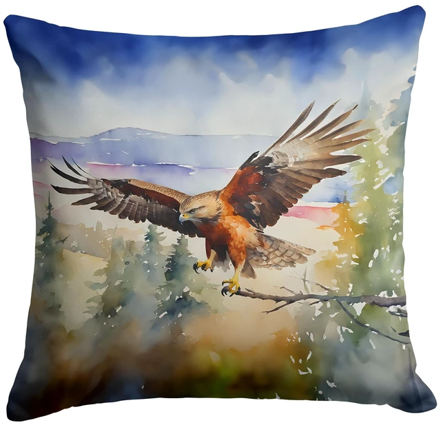Main image of Hawk Throw Pillow Machine Washable, Indoor Outdoor Decorative Pillow for Couch, Bed or Patio, 18Hx18W