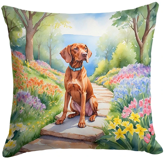 Main image of Vizsla Spring Path Throw Pillow Machine Washable, Indoor Outdoor Decorative Pillow for Couch, Bed or Patio, 18Hx18W
