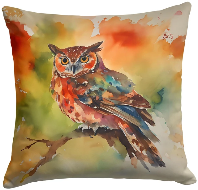 Main image of Elf Owl Throw Pillow Machine Washable, Indoor Outdoor Decorative Pillow for Couch, Bed or Patio, 18Hx18W