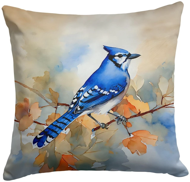 Main image of Blue Jay Throw Pillow Machine Washable, Indoor Outdoor Decorative Pillow for Couch, Bed or Patio, 18Hx18W