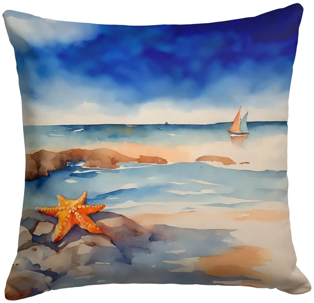 Main image of Starfish Throw Pillow Machine Washable, Indoor Outdoor Decorative Pillow for Couch, Bed or Patio, 18Hx18W