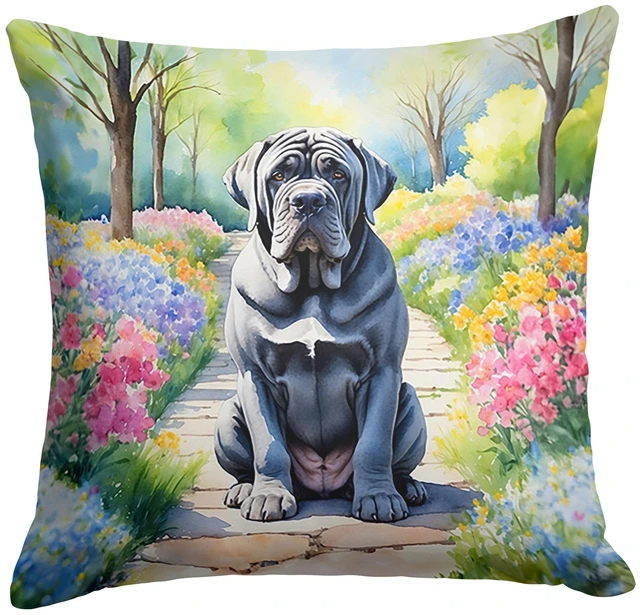 Main image of Neapolitan Mastiff Spring Path Throw Pillow Machine Washable, Indoor Outdoor Decorative Pillow for Couch, Bed or Patio, 18Hx18W