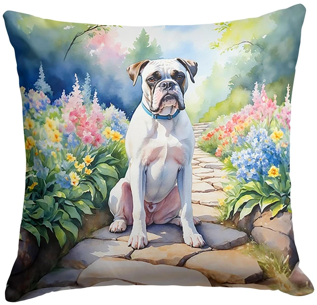 Main image of White Boxer Spring Path Throw Pillow Machine Washable, Indoor Outdoor Decorative Pillow for Couch, Bed or Patio, 18Hx18W