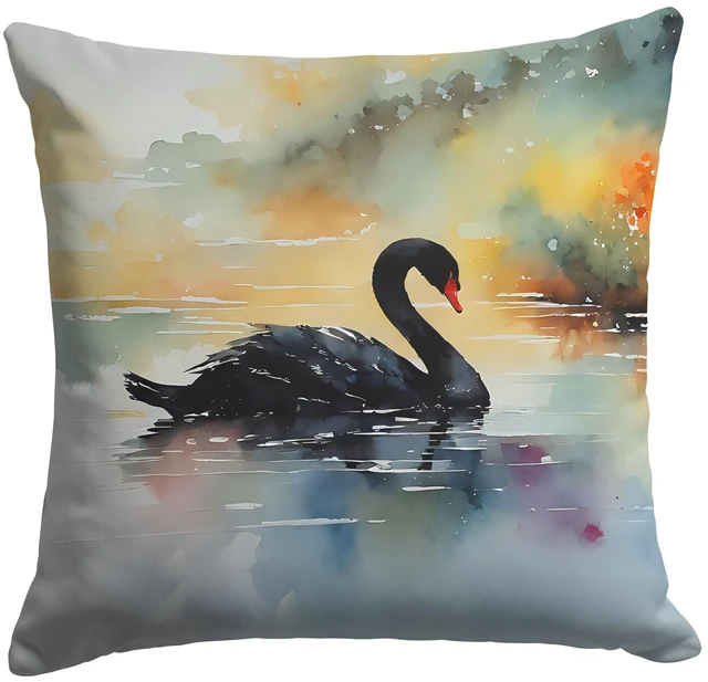 Main image of Black Swan Throw Pillow Machine Washable, Indoor Outdoor Decorative Pillow for Couch, Bed or Patio, 18Hx18W