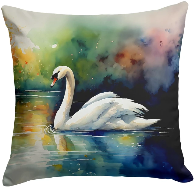 Main image of Swan Throw Pillow Machine Washable, Indoor Outdoor Decorative Pillow for Couch, Bed or Patio, 18Hx18W