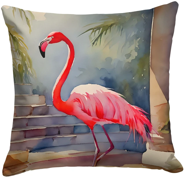 Main image of Flamingo Throw Pillow Machine Washable, Indoor Outdoor Decorative Pillow for Couch, Bed or Patio, 18Hx18W