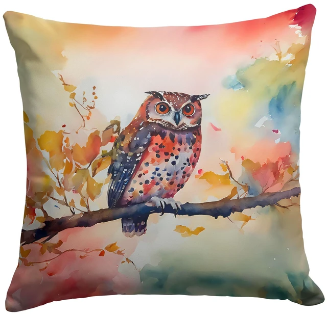 Main image of Elf Owl Throw Pillow Machine Washable, Indoor Outdoor Decorative Pillow for Couch, Bed or Patio, 18Hx18W