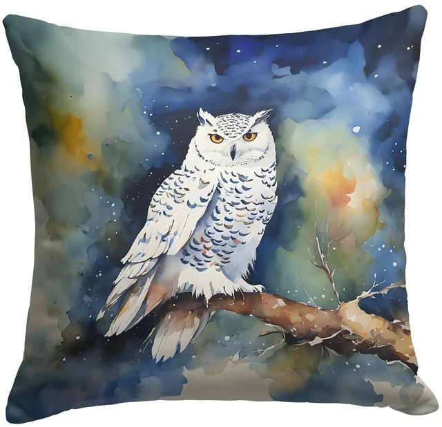 Main image of Snowy Owl Throw Pillow Machine Washable, Indoor Outdoor Decorative Pillow for Couch, Bed or Patio, 18Hx18W