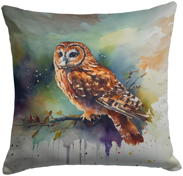 Main image of Tawny Owl Throw Pillow Machine Washable, Indoor Outdoor Decorative Pillow for Couch, Bed or Patio, 18Hx18W