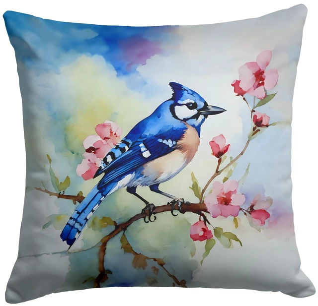 Main image of Blue Jay Throw Pillow Machine Washable, Indoor Outdoor Decorative Pillow for Couch, Bed or Patio, 18Hx18W