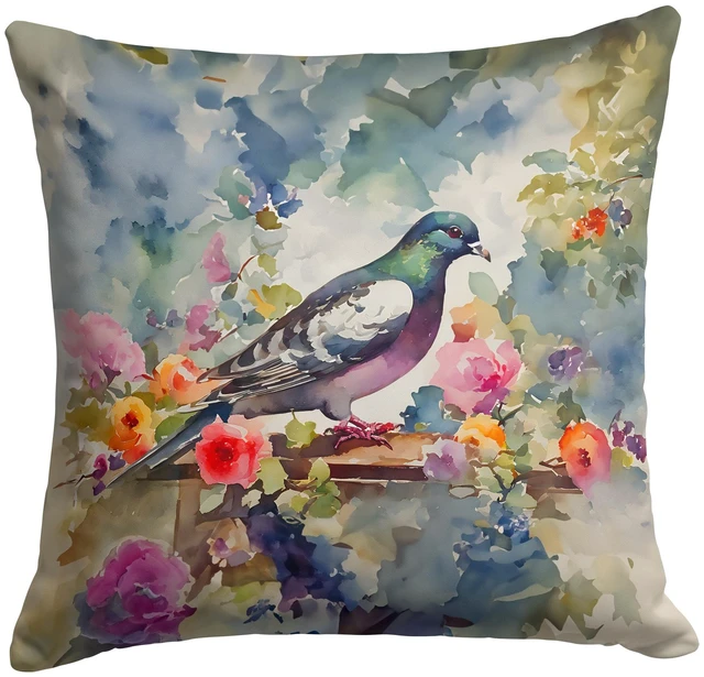 Main image of Pigeon Throw Pillow Machine Washable, Indoor Outdoor Decorative Pillow for Couch, Bed or Patio, 18Hx18W