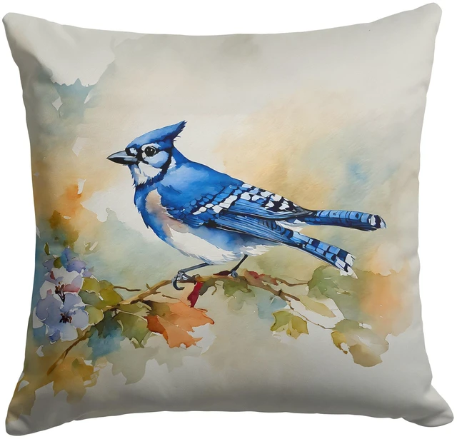Main image of Blue Jay Throw Pillow Machine Washable, Indoor Outdoor Decorative Pillow for Couch, Bed or Patio, 18Hx18W