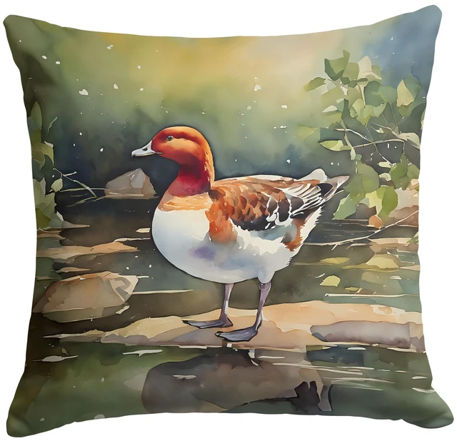 Main image of Redhead Duck Throw Pillow Machine Washable, Indoor Outdoor Decorative Pillow for Couch, Bed or Patio, 18Hx18W