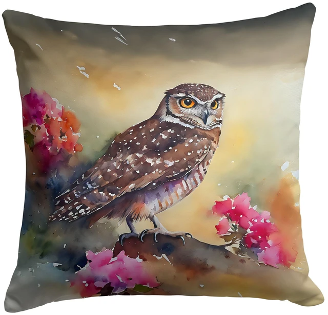 Main image of Burrowing Owl Throw Pillow Machine Washable, Indoor Outdoor Decorative Pillow for Couch, Bed or Patio, 18Hx18W