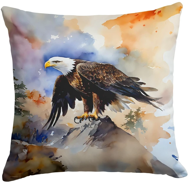 Main image of Eagle Throw Pillow Machine Washable, Indoor Outdoor Decorative Pillow for Couch, Bed or Patio, 18Hx18W