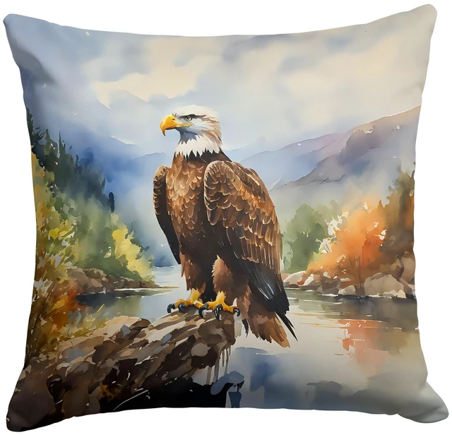 Main image of Eagle Throw Pillow Machine Washable, Indoor Outdoor Decorative Pillow for Couch, Bed or Patio, 18Hx18W