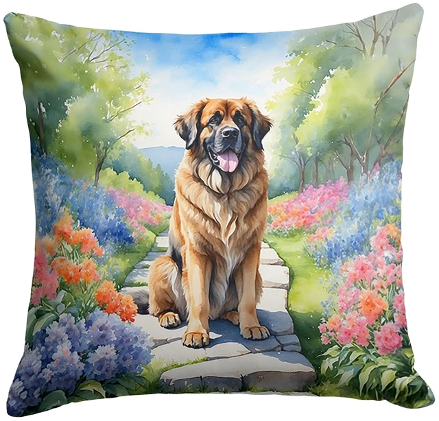Main image of Leonberger Spring Path Throw Pillow Machine Washable, Indoor Outdoor Decorative Pillow for Couch, Bed or Patio, 18Hx18W
