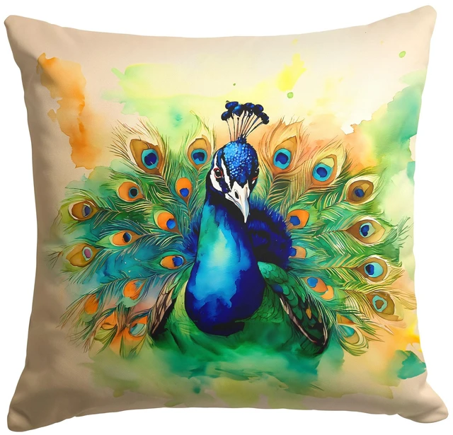 Main image of Peacock Throw Pillow Machine Washable, Indoor Outdoor Decorative Pillow for Couch, Bed or Patio, 18Hx18W