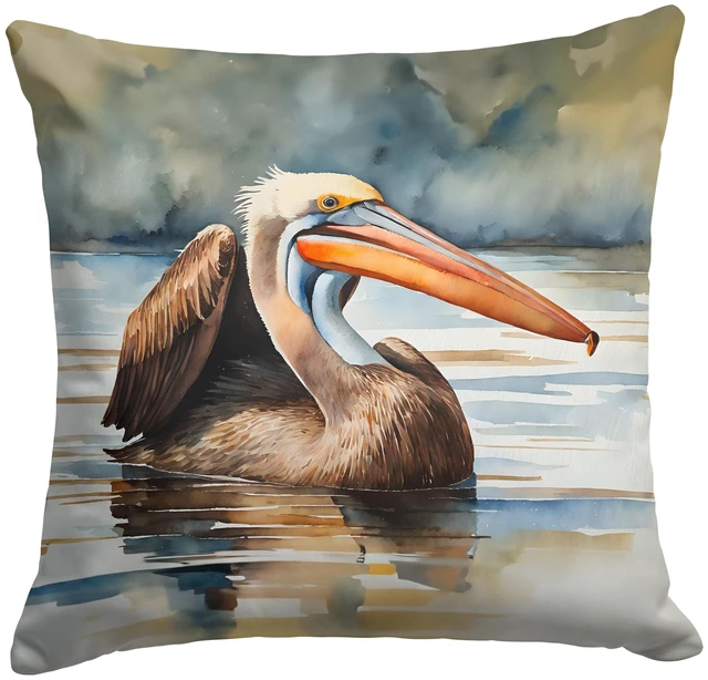 Main image of Pelican Throw Pillow Machine Washable, Indoor Outdoor Decorative Pillow for Couch, Bed or Patio, 18Hx18W