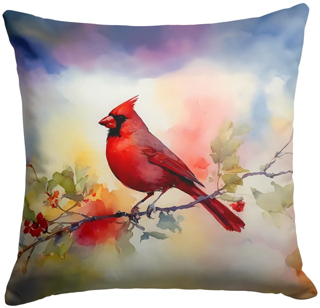 Main image of Cardinal Throw Pillow Machine Washable, Indoor Outdoor Decorative Pillow for Couch, Bed or Patio, 18Hx18W