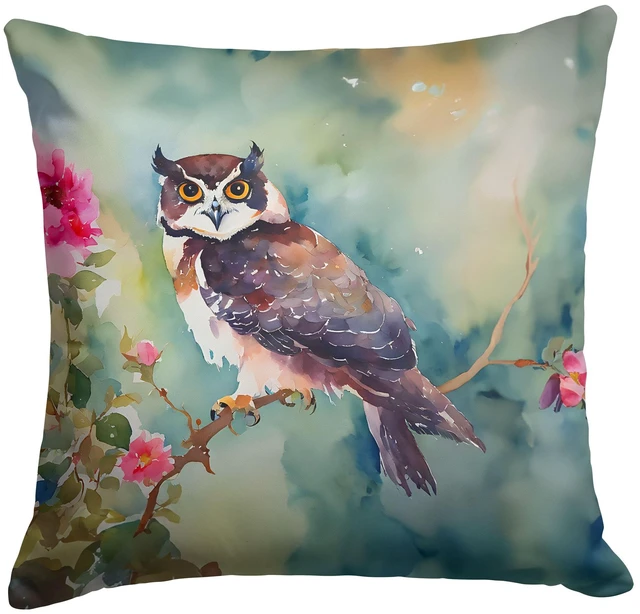 Main image of Spectacled Owl Throw Pillow Machine Washable, Indoor Outdoor Decorative Pillow for Couch, Bed or Patio, 18Hx18W