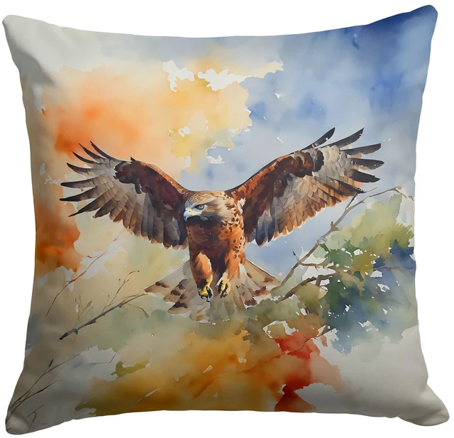 Main image of Hawk Throw Pillow Machine Washable, Indoor Outdoor Decorative Pillow for Couch, Bed or Patio, 18Hx18W