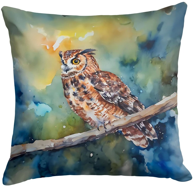 Main image of Tawny Owl Throw Pillow Machine Washable, Indoor Outdoor Decorative Pillow for Couch, Bed or Patio, 18Hx18W