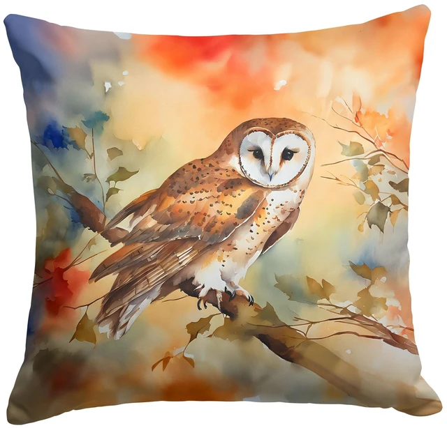 Main image of Barn Owl Throw Pillow Machine Washable, Indoor Outdoor Decorative Pillow for Couch, Bed or Patio, 18Hx18W