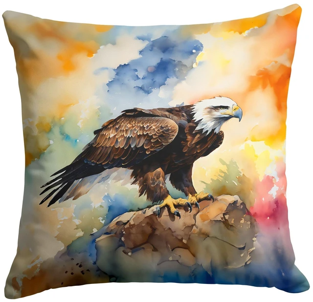 Main image of Eagle Throw Pillow Machine Washable, Indoor Outdoor Decorative Pillow for Couch, Bed or Patio, 18Hx18W