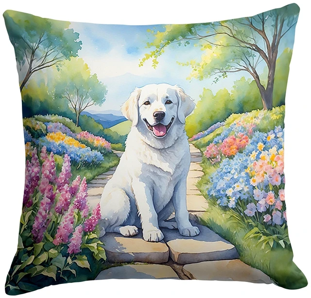 Main image of Kuvasz Spring Path Throw Pillow Machine Washable, Indoor Outdoor Decorative Pillow for Couch, Bed or Patio, 18Hx18W
